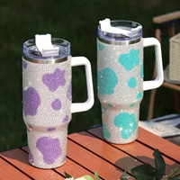 Gobelet isotherme personnalisé en acier inoxydable à double paroi de 40 oz, tasse à café de voyage en métal standard avec poignée et couvercle
