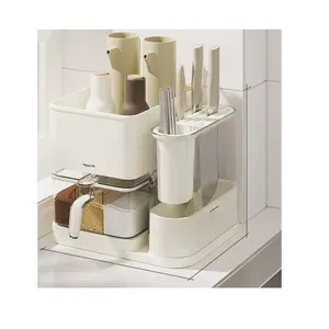 Hot Selling Plastic Keuken Organizer Box Multifunctionele Kruidenmes Opslag Pot Gewoon Keukengerei Keukenset