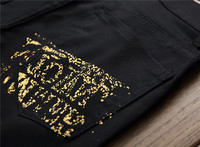 Jeans pour hommes de style urbain, noirs et blancs, de marque de créateur, pour club de nuit, grandes tailles, style punk, hip-hop, en denim