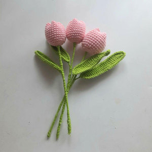 Ramo de Tulipanes de Ganchillo de Algodón Hechos a Mano, Flores Artificiales Eternas, Regalos de Agradecimiento Navideños, Tulipanes Positivos - Product Image 3