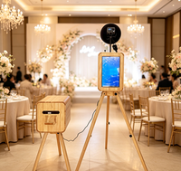 Photomaton instantané YPT avec écran tactile de 18,5 pouces, cadre en bois et verre trempé, Wi-Fi, compatible avec les appareils photo reflex numériques et iPad, télécommande multi-appareils