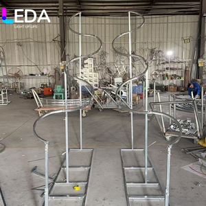 Fondo de Boda LEDA Ajustable con Forma de Ola en Curva S, Marco de Hierro Metálico Blanco con Cortinas de Tela para Decoración de Eventos de Boda - Product Image 5