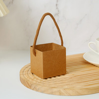 Boîte cadeau carrée en papier kraft imperméable avec poignée, mini boîte d'emballage pour plantes succulentes, fleurs, bonbons, chocolats, gâteaux, boîte à dragées