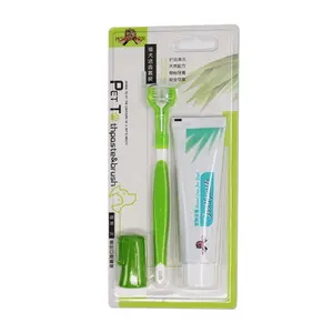 Vente en gros d'usine, faible MOQ, ensemble de <span class=keywords><strong>brosse</strong></span> à dents et de dentifrice pour animaux de compagnie 3 en 1 - Product Image 1