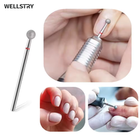 WELLSTRY Embouts de polissage professionnels pour manucure et pédicure, forme de boule en diamant, 3/32'', boîte d'embouts pour ongles, usage adulte