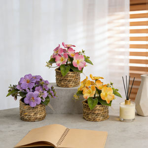 Plantes artificielles <span class=keywords><strong>en</strong></span> <span class=keywords><strong>pot</strong></span>, décorations <span class=keywords><strong>de</strong></span> maison <span class=keywords><strong>de</strong></span> style rural, vase décoratif <span class=keywords><strong>en</strong></span> plastique avec fleurs, décoration centrale sur la table - Product Image 5