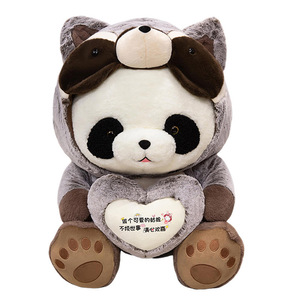 Peluche Creativo a Forma di <span class=keywords><strong>Cuore</strong></span> <span class=keywords><strong>con</strong></span> Raccoon, Adorabile Mascotte Panda che Abbraccia un <span class=keywords><strong>Cuore</strong></span>, Giocattolo Rotondo in Poliestere, 31cm-50cm - Product Image 5