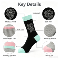 Chaussettes en coton unisexes à imprimé crâne de Méduse, chaussettes fantaisie tendance, logo personnalisé OEM
