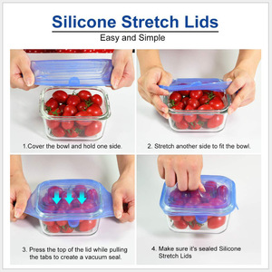 Lot de 6 couvercles extensibles en silicone de forme rectangulaire, pour bols, casseroles et poêles, pour la cuisine - Product Image 5