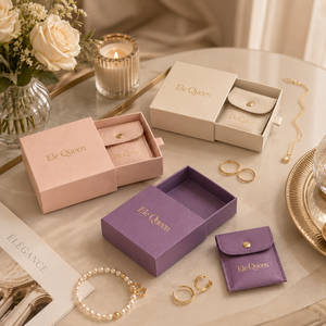 Custom Drawer Jewelry <b>Box</b> with PU Pouch Set Luxury Jewelry Packaging for Ring Necklace <b>Earrings</b> gift store and jewelry brands - Product Image 1