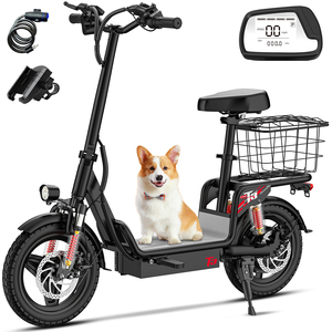 Potente Scooter Eléctrico con Certificación UL para Conductores Altos, Capacidad Máxima de 330 LB, 20 MPH, Alcance de 28 Millas, <span class=keywords><strong>500</strong></span> W, Doble Suspensión, Plegable de 14 Pulgadas, T3 - Product Image 1