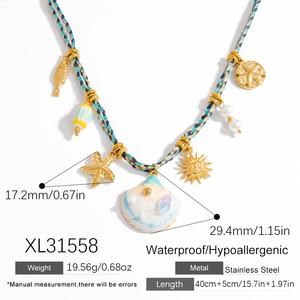 Women's Stainless Steel Necklace <b>Light</b> Luxury DIY Jewelry Starfish <b>Shell</b> Color Preservation Ocean Vacation Style Fashion Pendant - Product Image 6