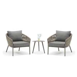 Ensemble de table et chaises de jardin en corde tressée de haute qualité pour l'extérieur, mobilier de patio, ensemble de chaises et table en corde - Product Image 3