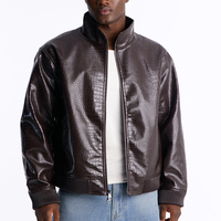 Veste bomber en simili cuir crocodile personnalisée pour homme, veste en cuir élégante à fermeture éclair, haute qualité