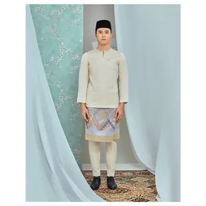 SIPO Malaysia Eid Muslim Men Baju Kurung Melayu Slimfit Cutting Silk Model Embroidery Songket And Baju Melayu Baju Raya