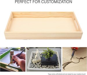 Plateaux rectangulaires <span class=keywords><strong>en</strong></span> <span class=keywords><strong>bois</strong></span> de pin non finis, bon marché, plateaux de service imbriqués <span class=keywords><strong>en</strong></span> <span class=keywords><strong>bois</strong></span> pour servir des pâtisseries, des collations, des mini-bars, du chocolat - Product Image 4