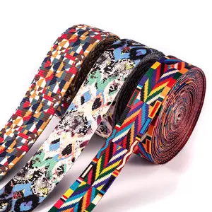 Custom Heat Transfer Printed Ethnic Style Webbing Strap Thermal Sublimation Printing Webbing Belt For Camera Guitar Bag Strap