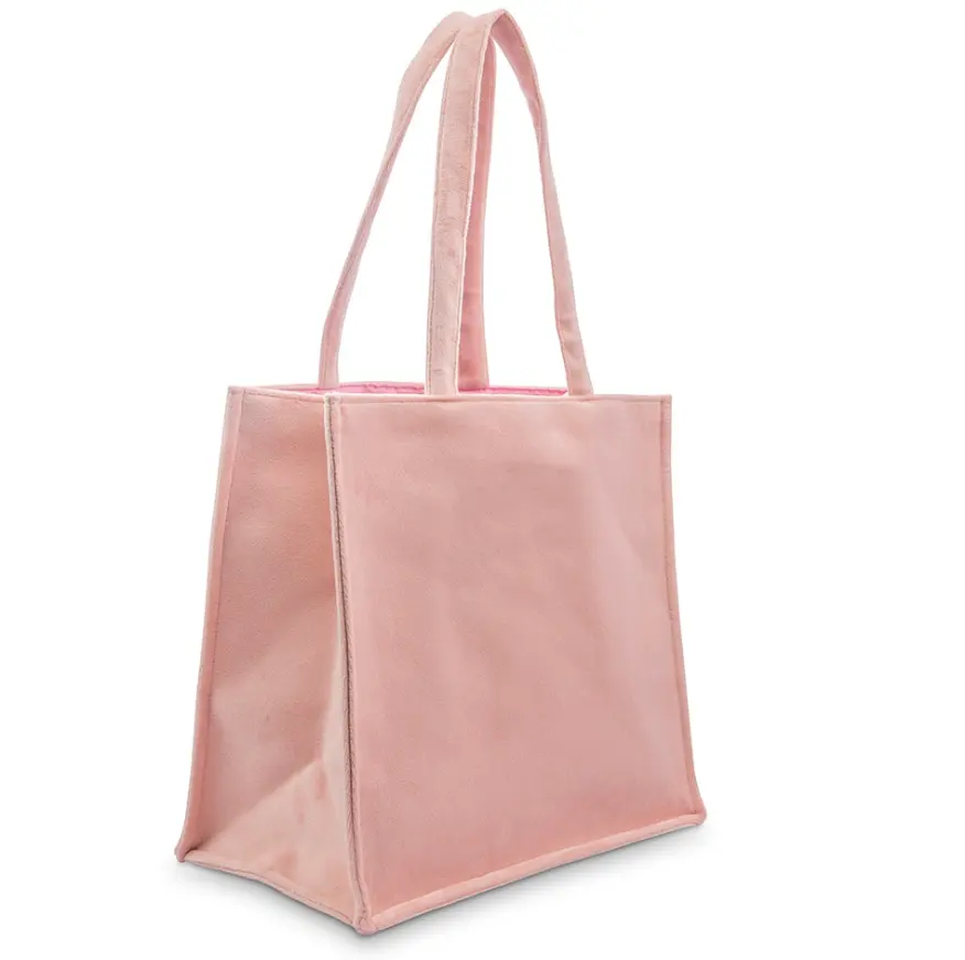 Grande borsa Tote in velluto personalizzata-Blush Pink