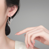 Boucles d'oreilles créoles en argent sterling 925 plaqué rhodium avec moissanite, motif fleur, serties pavé, hypoallergéniques, certifiées luxe, bijoux pour femme