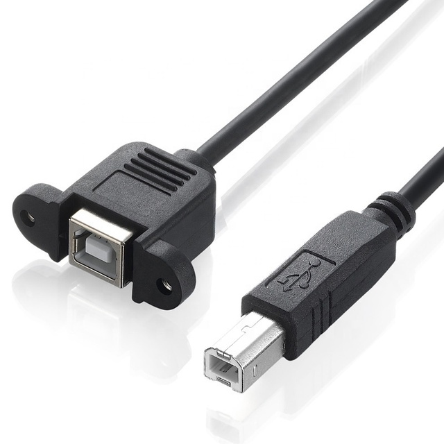 USB 2.0 Type B Male to Type B Female Printer Extension Cable With Panel Mount Screw Hole 30cm 50cm 100cm