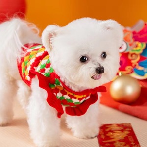 Puppy Sweater Winter Knit Clothes For Small Dogs Bichon Frise Pomeranian Schnauzer Teddy <b>Bear</b> Pet Apparel <b>Pink</b> Red 3D Floral - Product Image 3