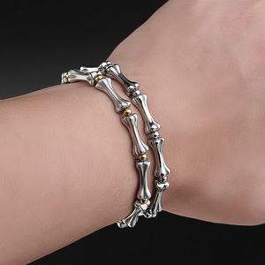 Cadena de mano de acero inoxidable y titanio, acabado mate y pulido, con diseño de hueso de calavera entrelazado, para pulseras y brazaletes de moda - Product Image 3