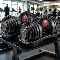 Paire d'haltères réglables en fer massif 24 kg (52,5 lb) à changement rapide automatique pour l'exercice musculaire des bras