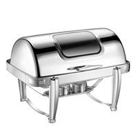 Vente chaude Réchaud à buffet rond en acier inoxydable 9L Ensemble de réchauds à nourriture Empilable pour utilisation hôtelière