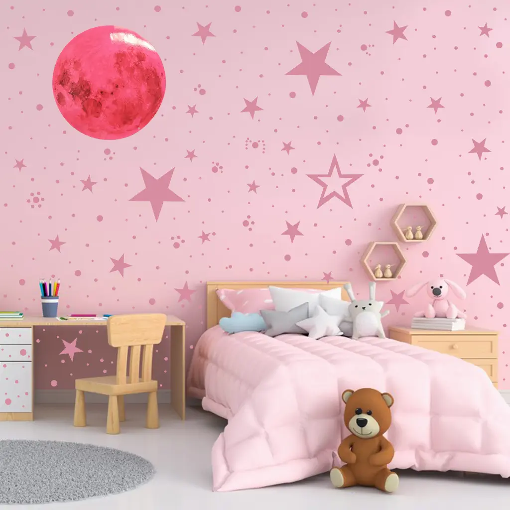 Luminous Wall Glowing Stickers For Kids Room Living Room Moon Stars Wall Decal Home Decoration