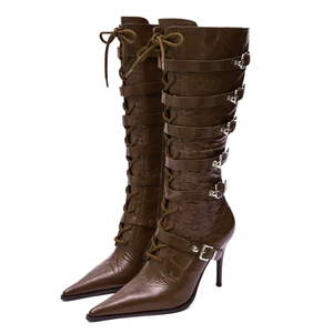 Women's 17cm High Heel Knee-High <strong>Boots</strong> Solid Pattern Zip Closure Platform Party Short <strong>Gothic</strong> for Spring Autumn Winter - Product Image 1