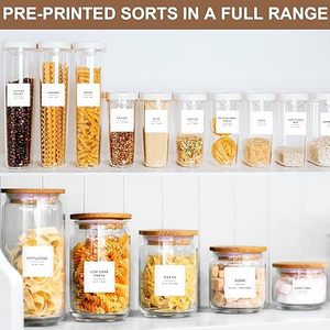Kitchen <b>Pantry</b> <b>Labels</b> White Minimalist Design Paper Food Grade Rectangular For Spice Storage Organizing - Product Image 3