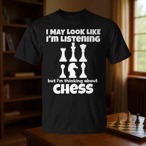 Puedo parecer que estoy escuchando, pero me estoy pensando en el ajedrez - Camiseta - Product Image 3