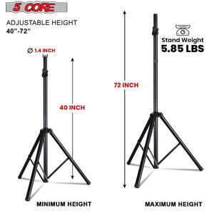 Professional 72-Inch Heavy-Duty DJ Monitor <b>Stand</b> Tripod Floor Mount, 100-Lb Capacity, Powder-Coated Metal, DB Brand, 2-Pack with - Product Image 4