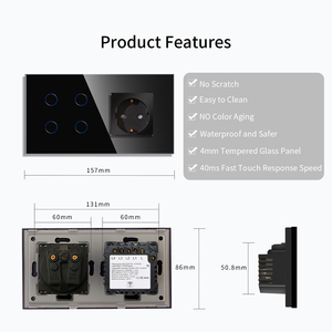 Tuya WiFi 16A Enchufe Schuko eléctrico estándar de la UE 4 Gang Single Live Wall Light Interruptores táctiles Enchufe Producto Enchufes - Product Image 6