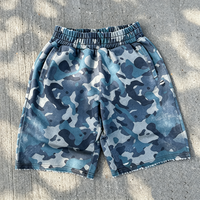 Pantalones Cortos de Felpa Francesa Vintage de Alta Calidad, Diseño Personalizado con Estampado de Camuflaje