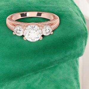 Anillo de Compromiso Trilogía con Diamante Cultivado en Laboratorio de 2.00 Quilates, Corte Redondo, Engaste de Puntas, Talla 10.5, Hecho en Oro Sólido, Calidad FG/VS, Marca KEEVA JEWELS - Product Image 3