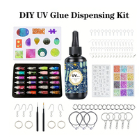 Kit de créations en résine UV fait main avec époxy transparent cristallin à durcissement rapide pour bijoux, pendentifs, boucles d'oreilles, porte-clés, fleurs en feuille de paillettes