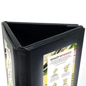 ขาตั้งโต๊ะแบบหมุนได้ 3 ด้าน ทำจากหนังเทียมคุณภาพสูง พร้อมไฟ LED สำหรับเมนูอาหาร ปกหนังสือเมนู และที่วางเมนู - Product Image 4