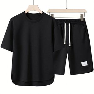 2025 New Yk Custom logo Embroidery Printed Design Short-sleeved <strong>Suit</strong> <strong>Men's</strong> Round Neck High-end Solid Color Half-sleeved <strong>Polo</strong> Set