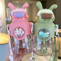 Gobelet à paille en plastique pour filles, mignon, avec design anti-chute, écologique et durable, idéal pour la rentrée scolaire