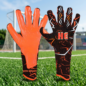 Gants de gardien de but de football Kint noirs et orange à protection des doigts, en latex, très demandés - Product Image 3