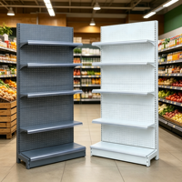 Système d'étagères de stockage perforées réglables en acier inoxydable pour entrepôt et gondoles de supermarché