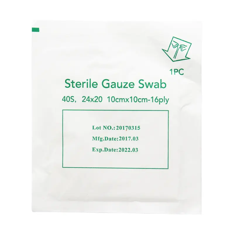 4X4 2X2 di cotone Sterile tamponi di garza garza medica compressa usa e getta Sterili 2X2 tamponi di Garza fornitore con CE ISO13485