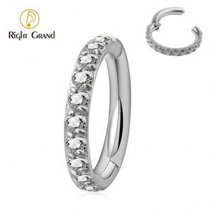 ASTM F136ไทเทเนียมด้านข้างง่ามชุดครึ่งวงกลมลูกบาศก์เพทายจมูก Cilcker หอยสังข์เจาะ - Product Image 1