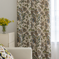 Rideaux occultants à isolation thermique bohème en polyester bleu profond avec impression florale vibrante bloquant la lumière pour la décoration de la maison/hôtel