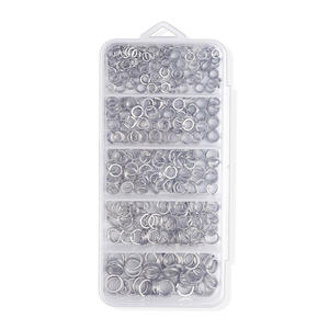 Émerillons de pêche double anneau argentés 200 pièces en acier inoxydable, ensemble de connecteurs aplatis, boîte à cinq compartiments - Product Image 1