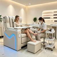 Fauteuil de massage électrique intelligent moderne, fauteuil de salon de beauté de luxe, canapé de pédicure, table latérale pliable, fauteuil de spa relaxant en cuir souple