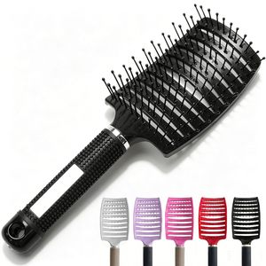 High Quality Curved <b>Vented</b> Detangle Hair <b>Brush</b> Women Hair Scalp Comb Nylon Bristles Hairbrush for Salon Hairdressing Tools - Product Image 1
