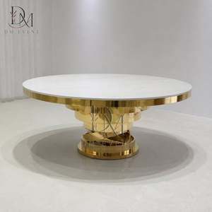 Table de réception ronde à plusieurs niveaux en acier inoxydable doré avec plateau en verre trempé miroir – Vente en gros - Product Image 3