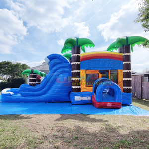 Castillo inflable tropical con tobogán para fiestas al aire libre, casa de brinco comercial de PVC para niños - Product Image 2